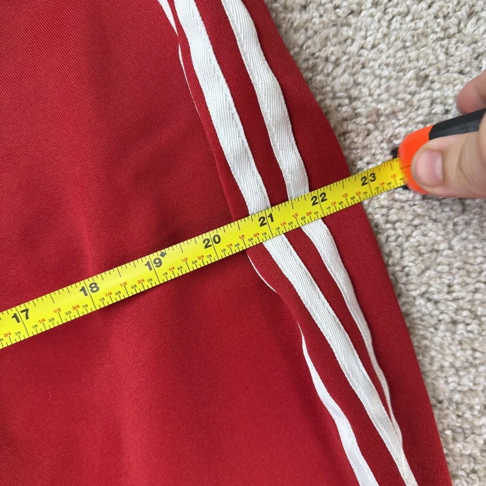 Adidas Track Pants Mens XL Red Knit Elastic Waist Tapered Stripe Athletic